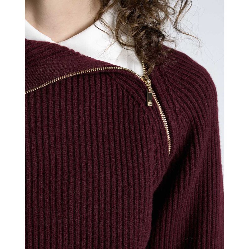 Cue Merino Bias Zip Neck Knit image number 6